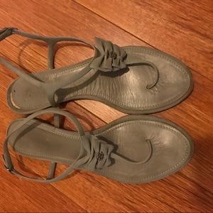 Authentic Chanel Grey Bow Flat Sandal